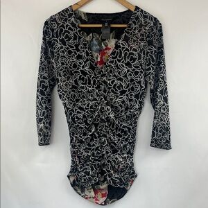WHBM White House Black Market Floral Reversible Y2K Top - Size Small